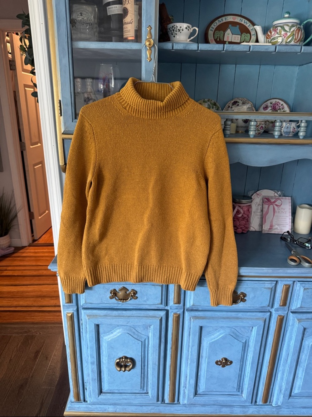 Women's Mustard Turtleneck Sweater - Casual Knit Pullover